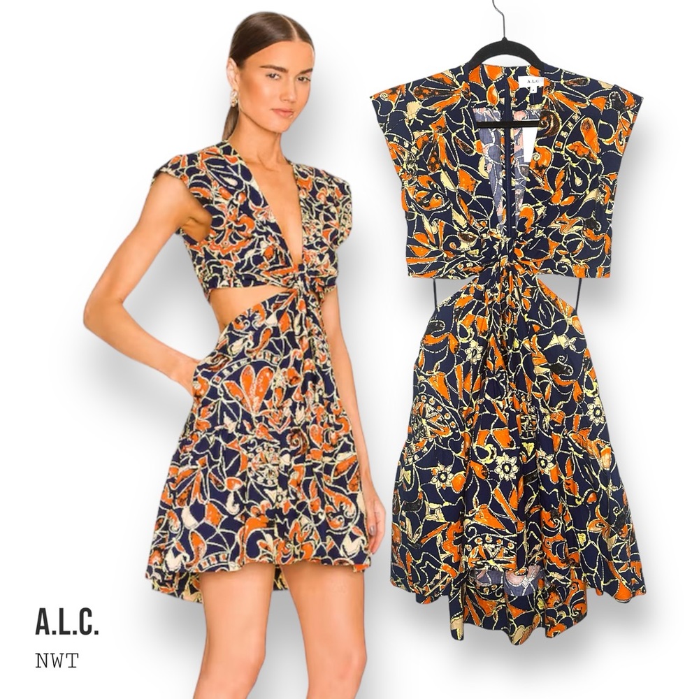 New A.L.C. Lexi Cotton Printed Cutout Dress